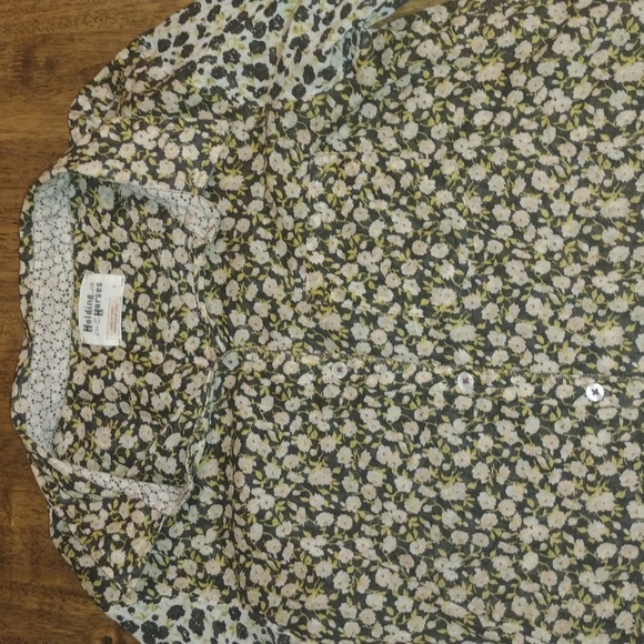 Floral Ruffle Hemn 100% Cotton Holding Horses Anthropologie Button Down 6 - Picture 2 of 6